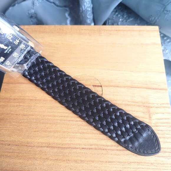 Tom Ford No.001 Watch Black Face Black Braided Leather Strap Stainless Steel New - Picture 4 of 8